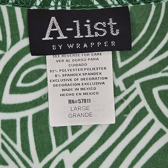 Vtg Womens Wrap Dress Sz L Colorful Cap Sleeves Slimming Modest Career PinUp Gr - Picture 5 of 12